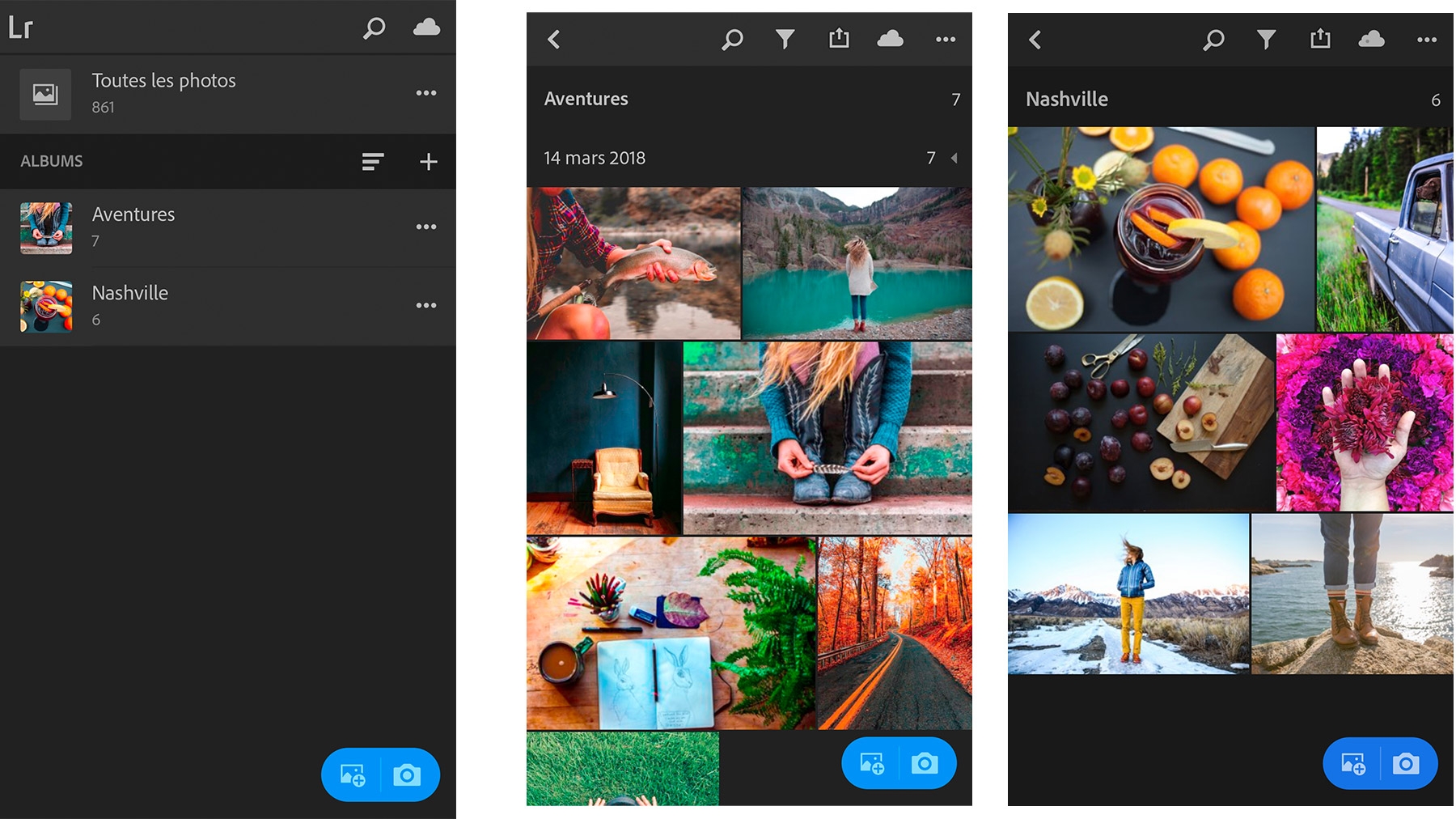 Les albums permettent d’organiser la photothèque, et les photos peuvent figurer dans plusieurs albums.