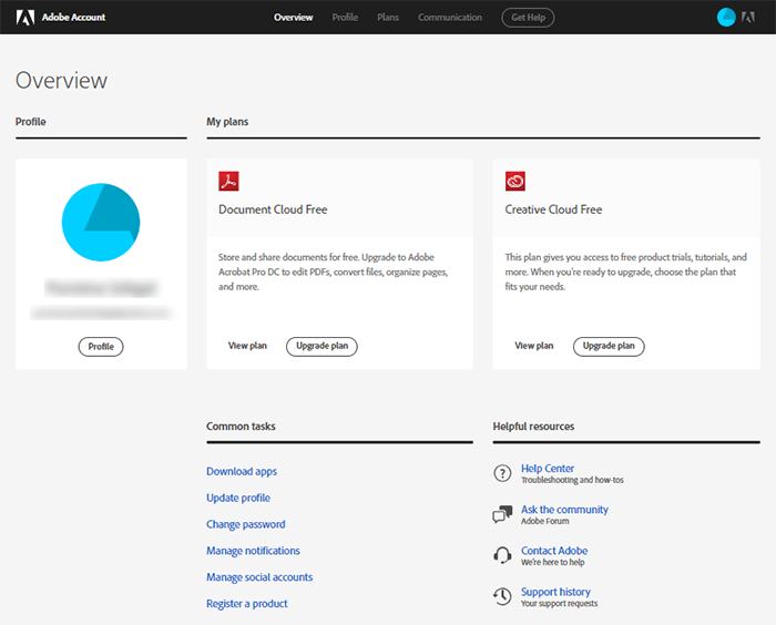 Création ou mise à jour de votre Adobe ID
