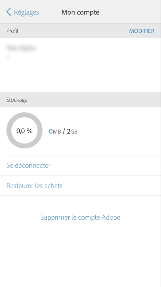 Restauration des achats dans Photoshop Express