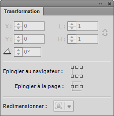 Ouvrez le panneau Transformation d’Adobe Muse.