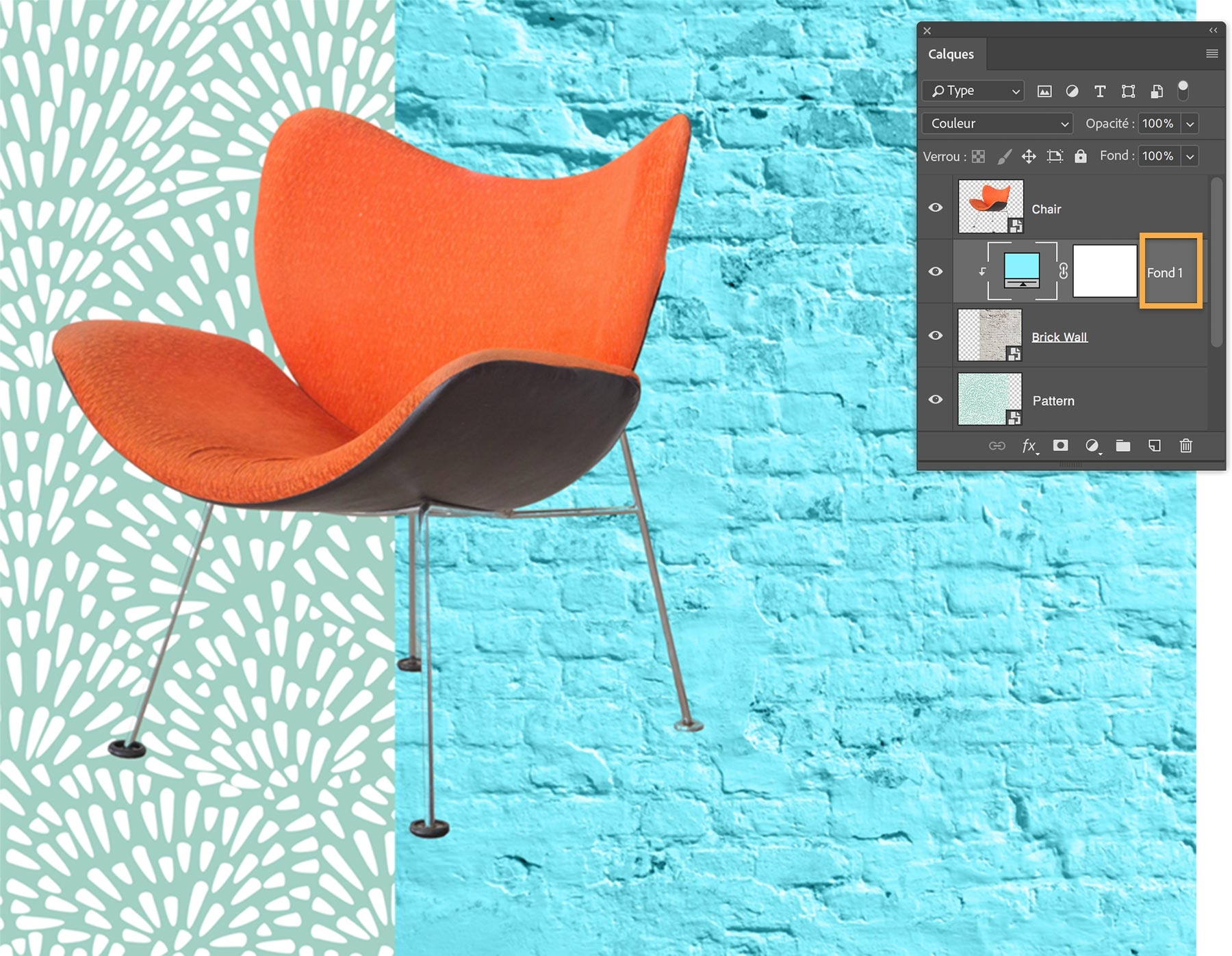 Ajout possible d’un masque d’écrêtage sur le calque Fond, agissant uniquement sur le calque situé directement en dessous   