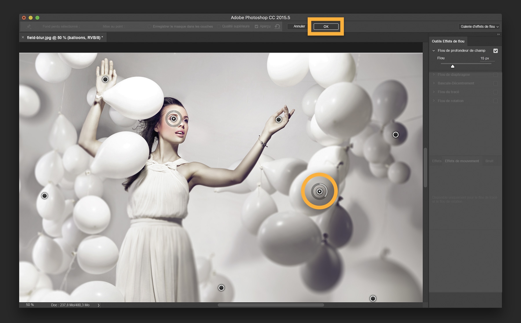 Utilisation des effets de flou de pour mettre en mouvement