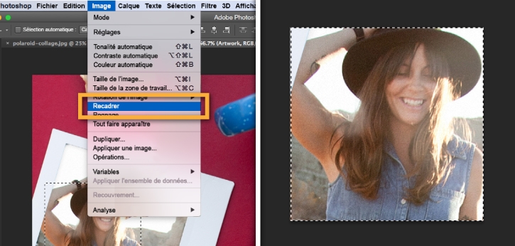 Sélectionnez Image > Recadrer pour ajuster l’image à la zone de l’image de profil.