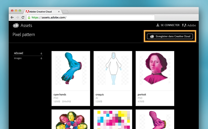 Les ressources présentes dans une bibliothèque sont copiées dans les bibliothèques Creative Cloud du designer.