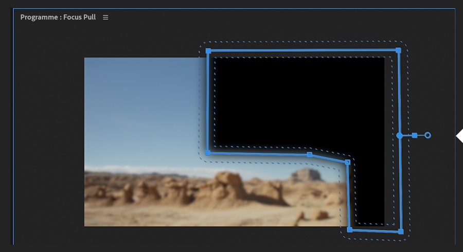 Le Moniteur du programme affiche la poignée de contour progressif et l'expansion du masque