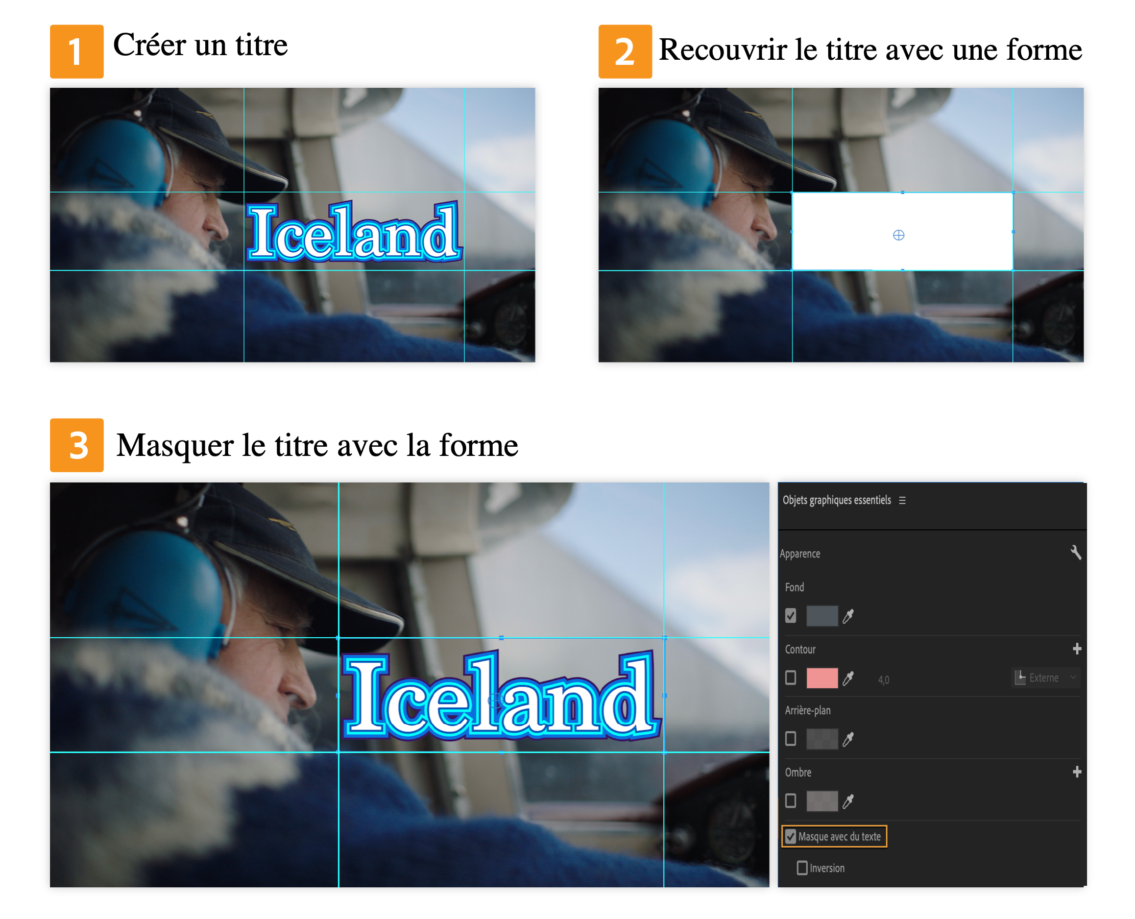 Masquage de texte avec une forme