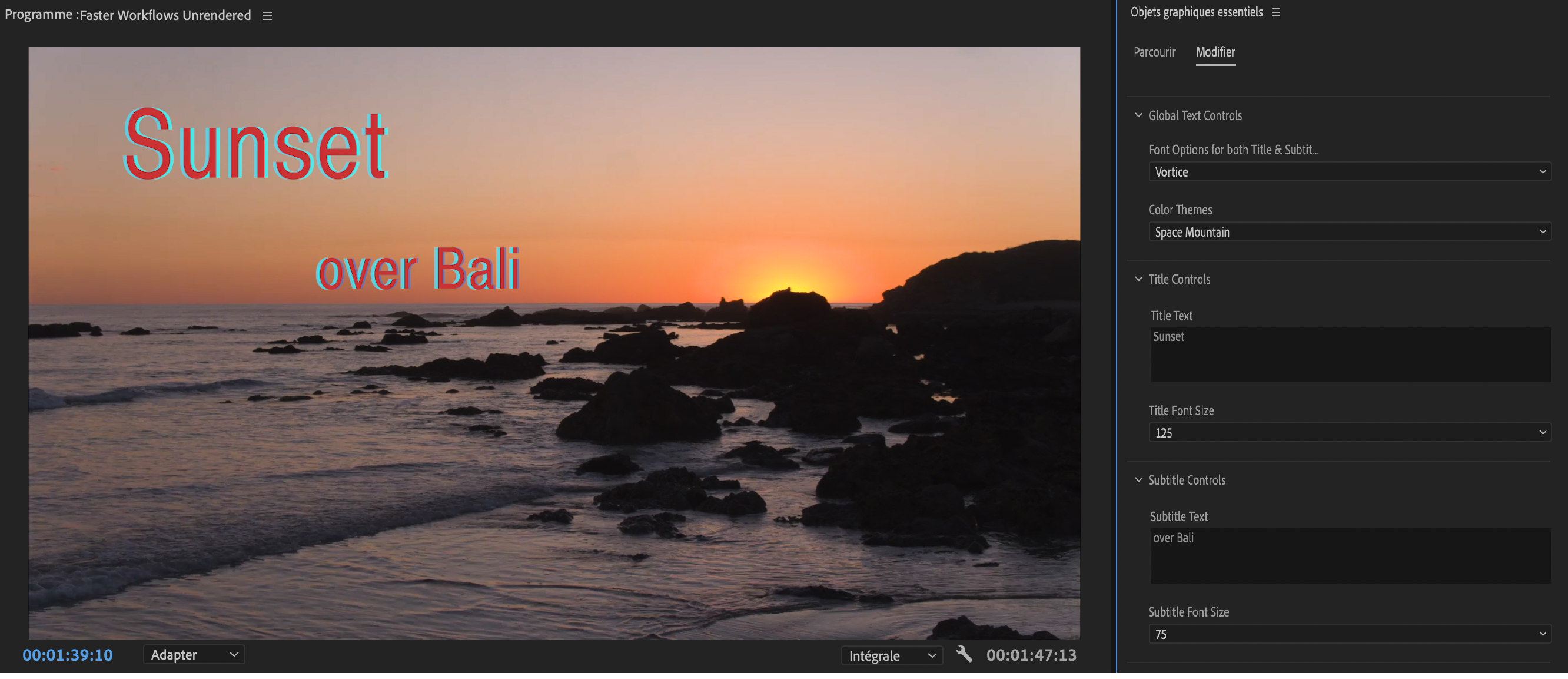 Un modèle d’animations graphiques créé à l’aide de After Effects et personnalisé dans Premiere Pro