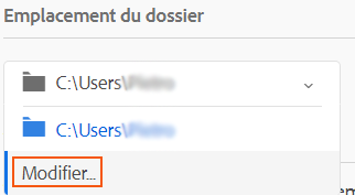 Modification de l’emplacement