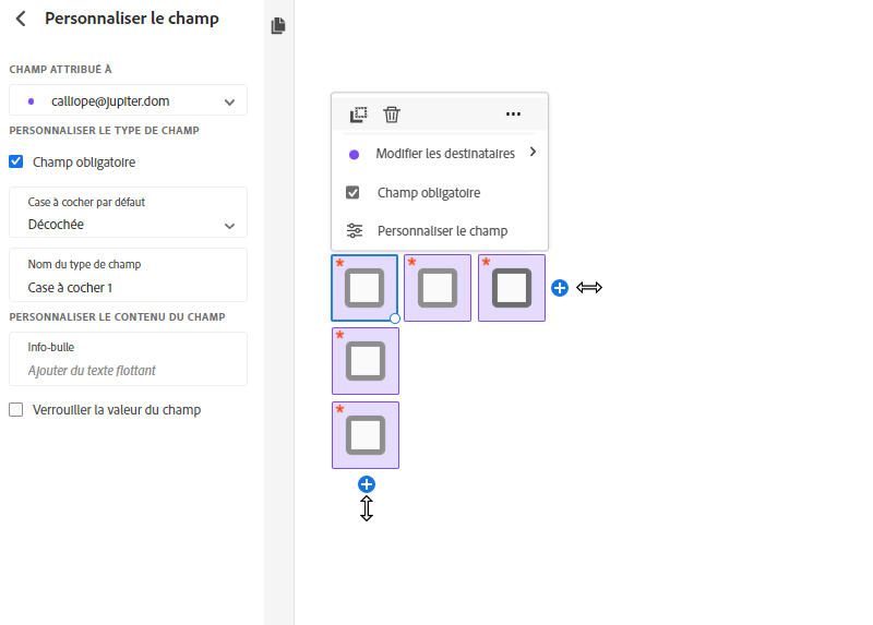 Champ de type case à cocher