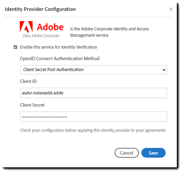 Authentification POST avec secret du client