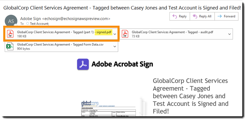 Joindre une copie PDF du document signé aux e-mails envoyés à