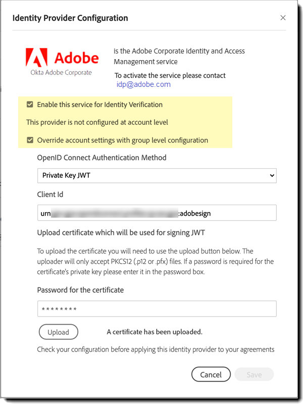 Configuration au niveau du groupe : remplacement de la configuration au niveau du compte