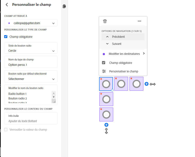 Champ à cases d’option