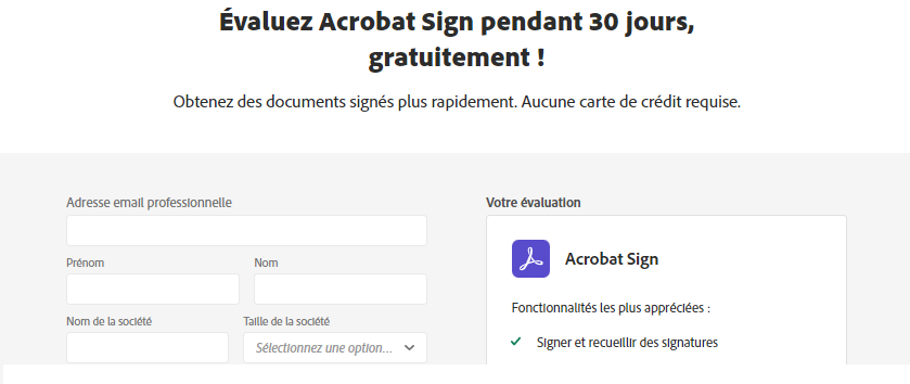 Page d’inscription