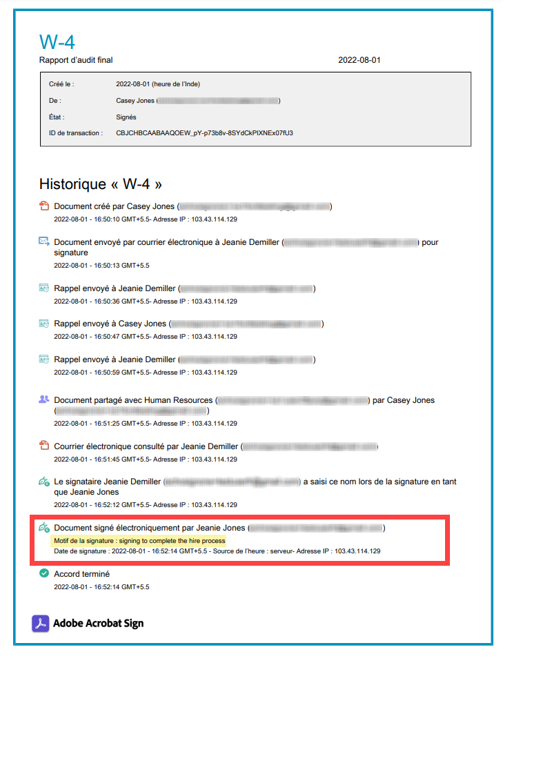 Affichage des motifs