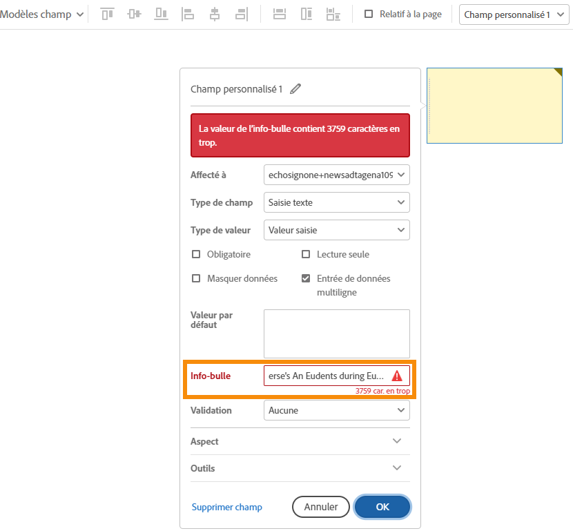 Amélioration de la capacité des valeurs des info-bulles