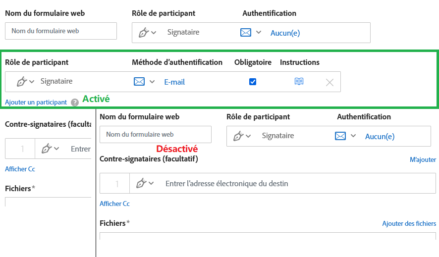 Interface Autoriser d’autres participants