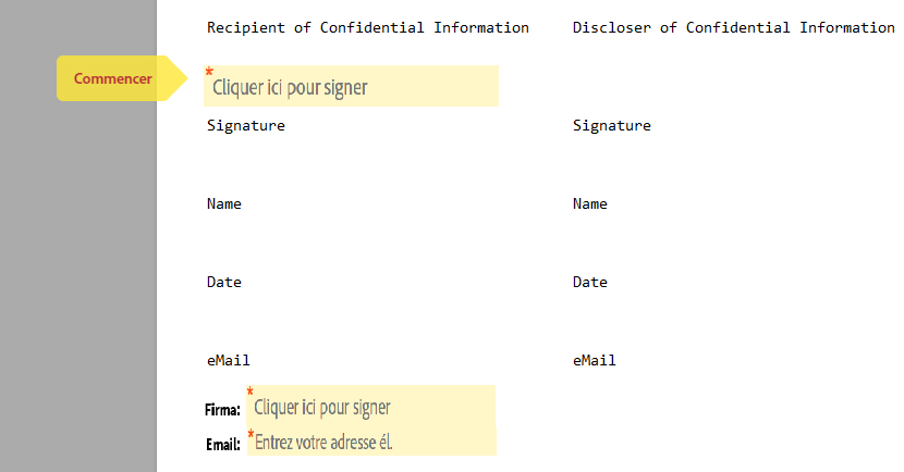 Fonction d’e-mail requis dans le bloc de signature activée, mais sans champ d’e-mail placé