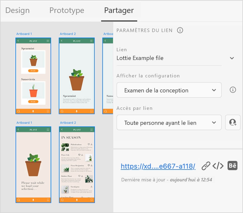 Cliquez sur l’icône Behance en regard du lien publié