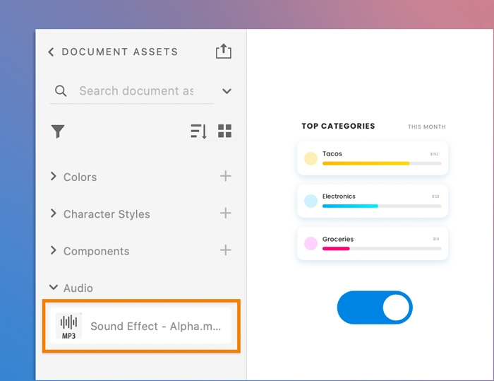 Ajouter des actifs audio