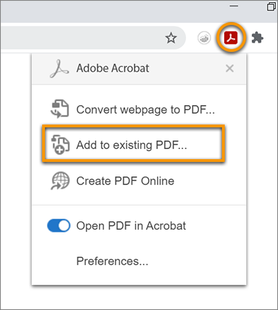הוספת דף אינטרנט לקובץ PDF קיים