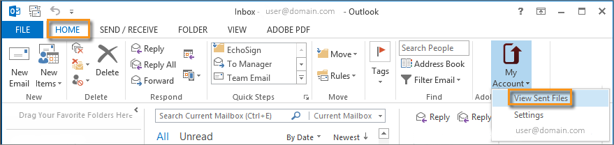 האפשרות ב- My Account להצגת קבצים שנשלחו
