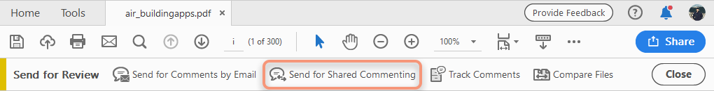 Send for Shared Commenting