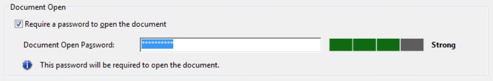 בחר Require a Password to Open the Document