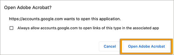 פתיחה ב-Acrobat