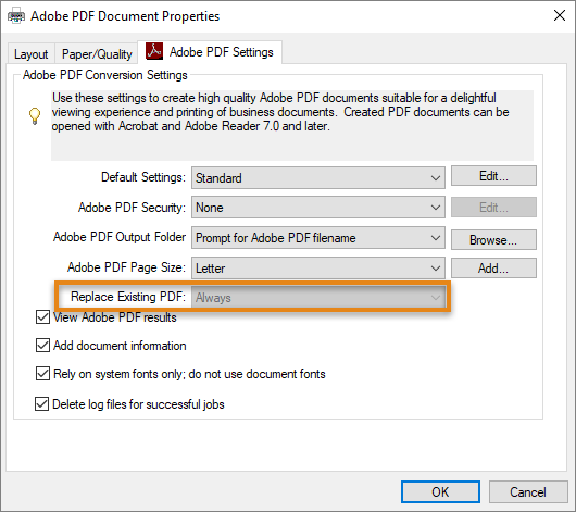 תיבת הדו-שיח של הגדרות ההדפסה של Adobe PDF תיבת הדו-שיח של הגדרות ההדפסה של Adobe PDF