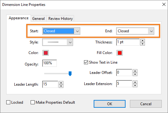 Dimension Line Properties Dimension Line Properties