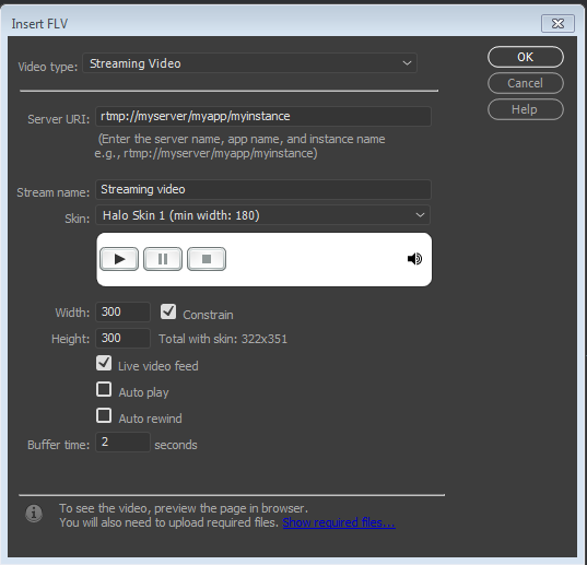 הגדרת אפשרויות להזרמת וידאו