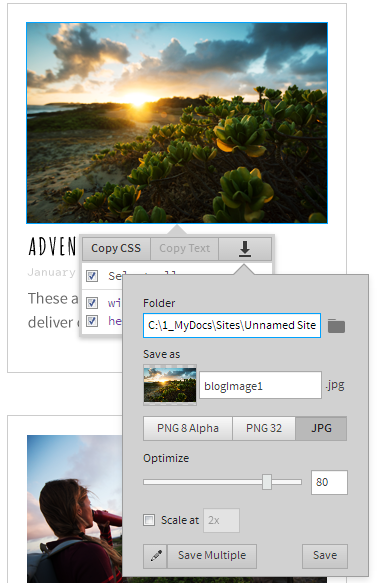 חילוץ תמונה באמצעות סמל Extract Asset