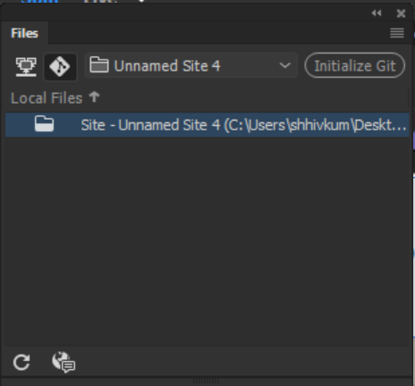 אתחול מאגרי Initialize Git מתוך החלונית Files