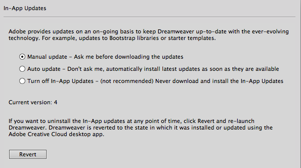 החזרת העדכונים בתוך היישום למצבם הקודם