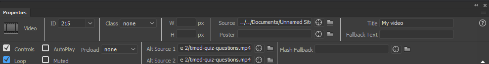 ציון מאפיינים עבור וידאו HTML5