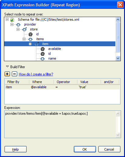 הגבל את ערכת התוצאות לאותם צומתי פריטים שבהם הערך של התכונה @available הוא true