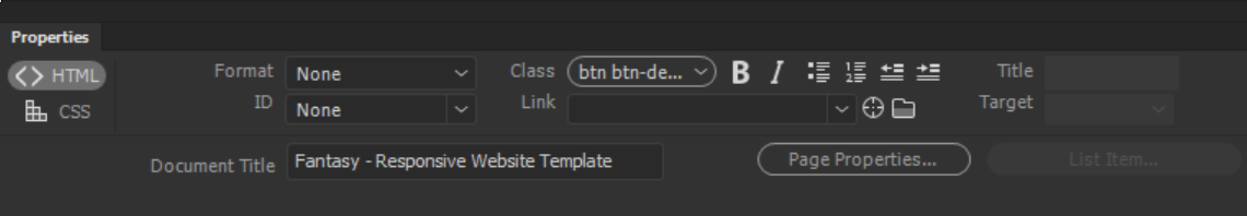 הגדרת מאפייני טקסט של עיצוב HTML ב-Dreamweaver CC