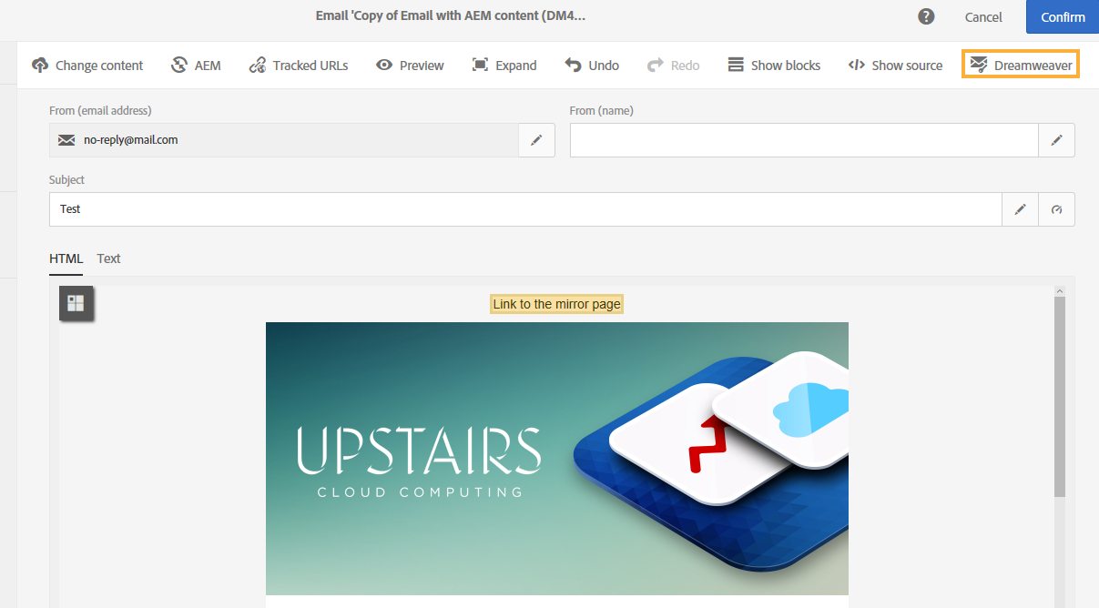 פתיחת תבנית ב-Dreamweaver