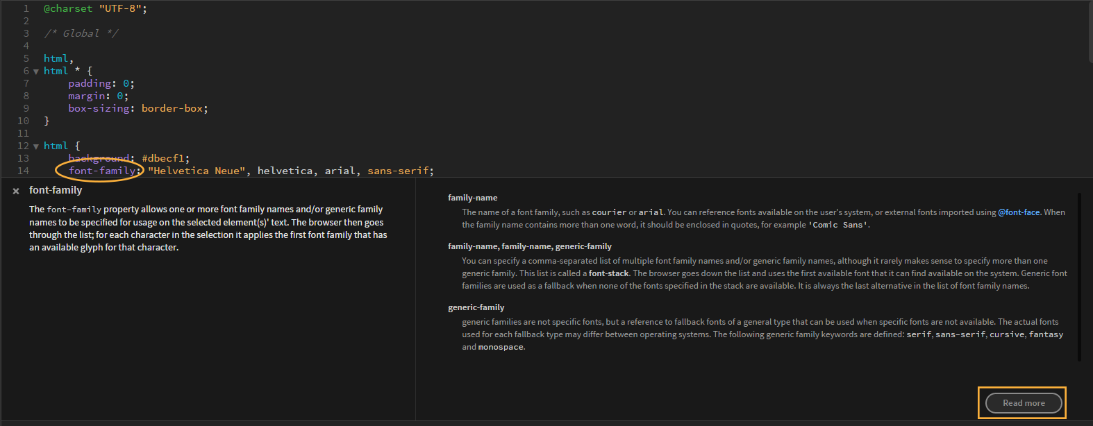 תיעוד CSS ב- Dreamweaver