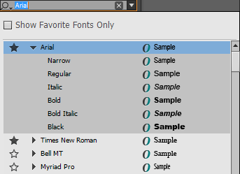 הגדרת משפחת גופנים כמשפחה מועדפת