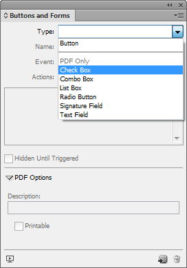 החלונית Buttons and Forms