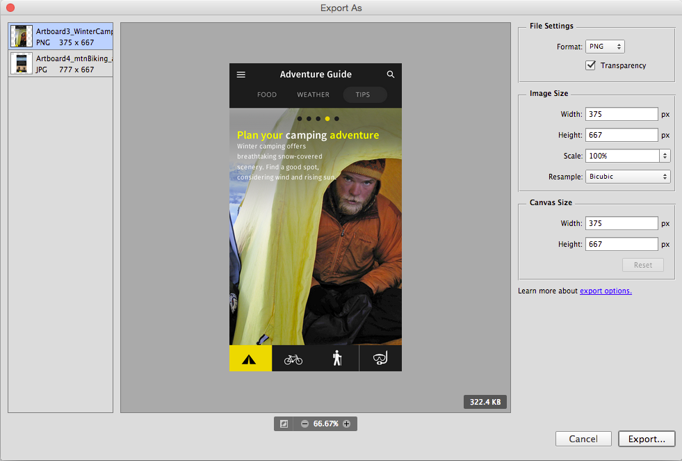 Quick Export ב- Photoshop