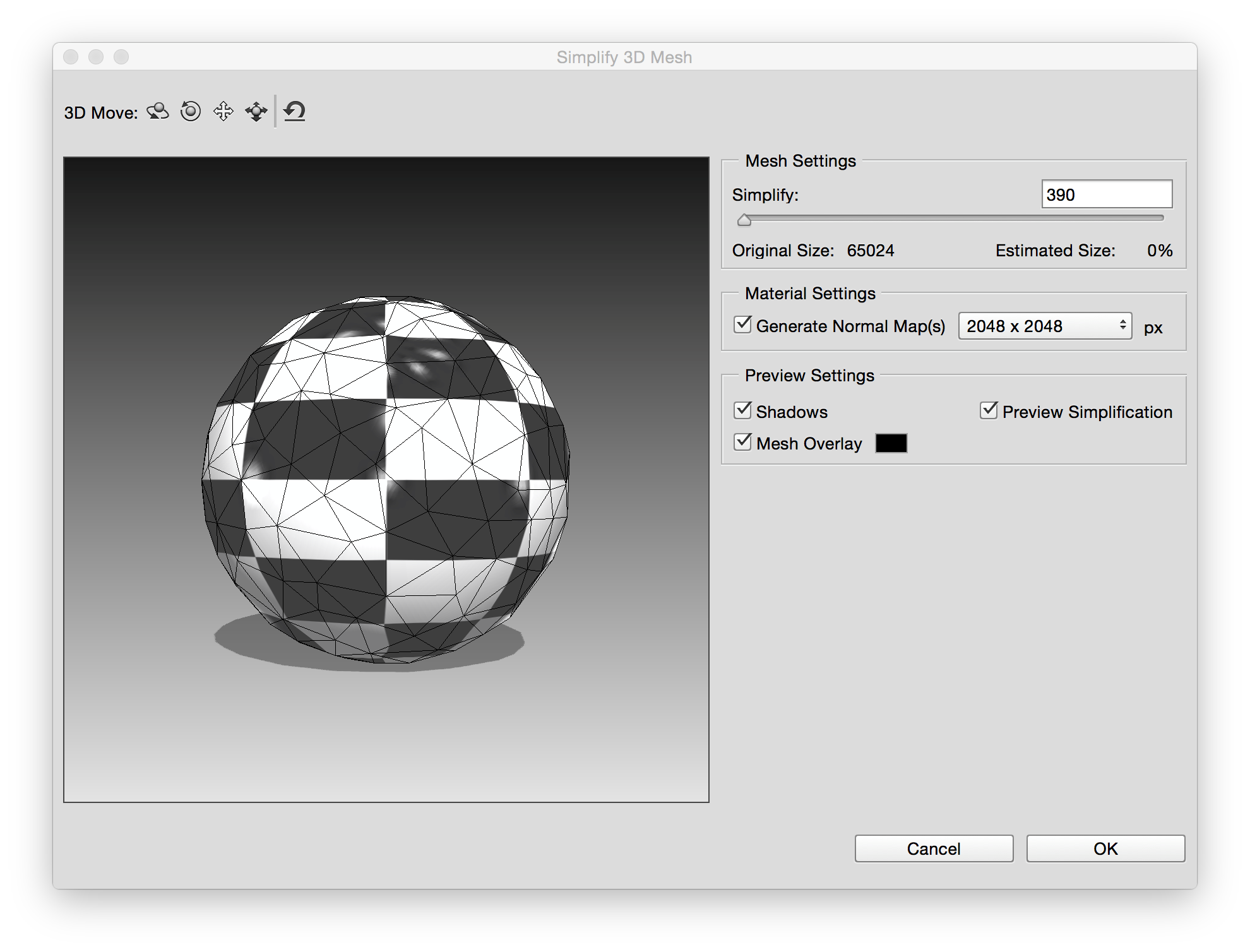 תצוגה מקדימה של השינויים לפישוט הרשת ב- Photoshop