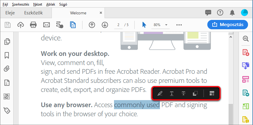 Szövegkijelölési műveletek