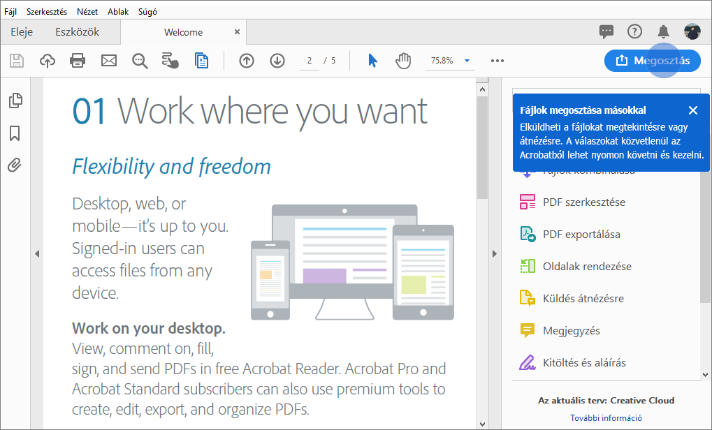 Az Acrobat tippje PDF megosztásához