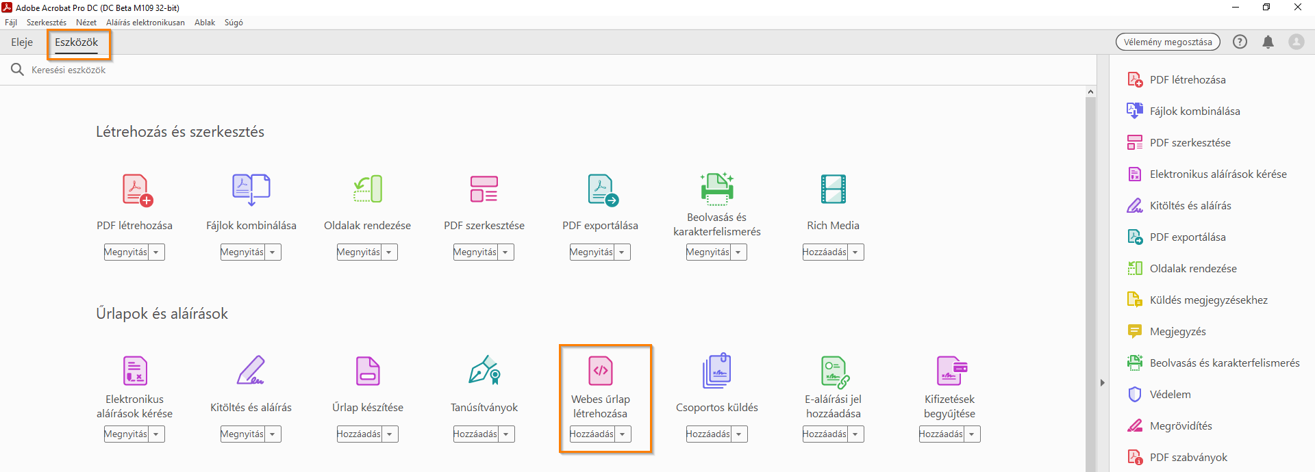 Webes űrlap létrehozása