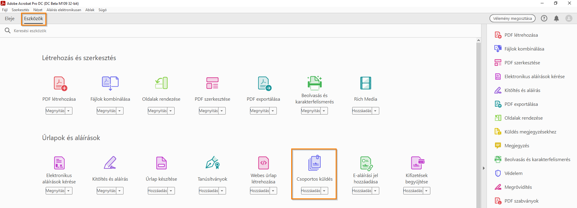 Aláírások kérése csoportban