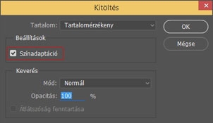 Tartalomérzékeny kitöltés Színadaptációval a Photoshopban