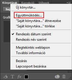 Könyvtárakon történő együttműködés a Photoshopban